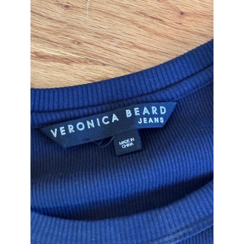 Veronica‎ Beard Navy Ribbed Knit Top White Eyelet Lace Flutter Sleeve Tank Small - Picture 5 of 8